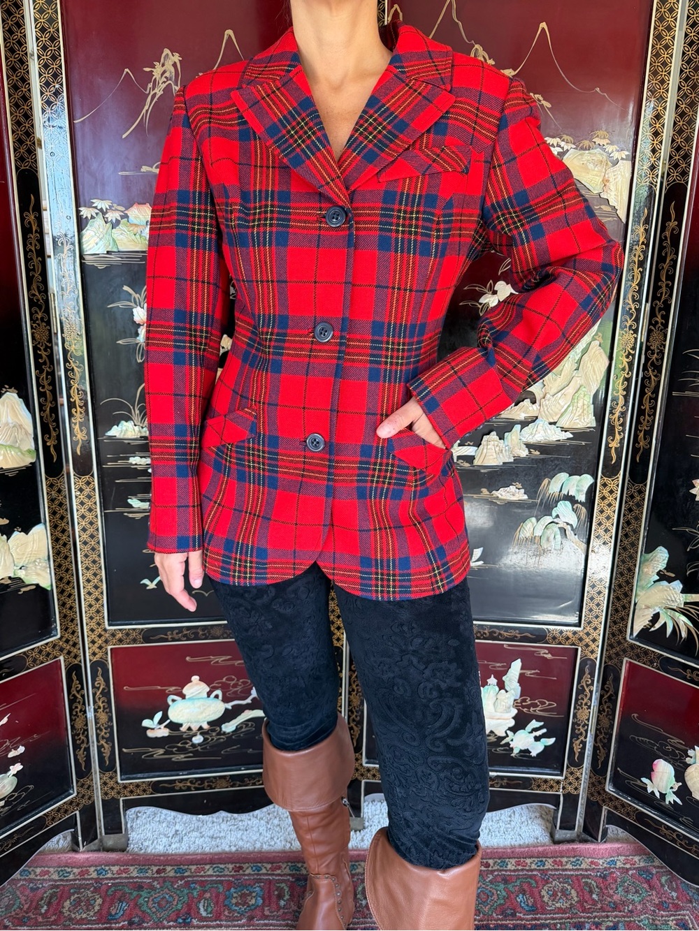 Vintage Pendleton plaid tartan wool blazer